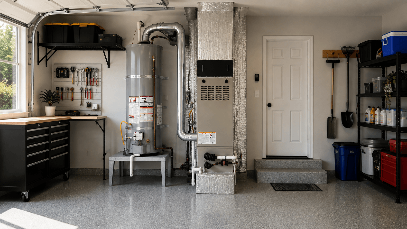 New water heater being installed in a Palo Alto home